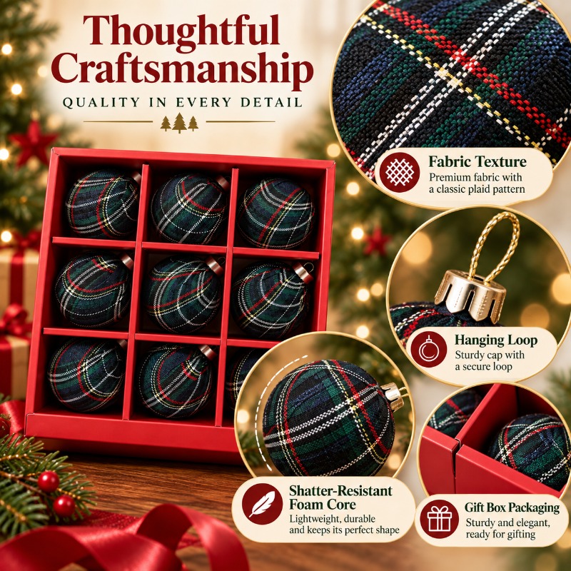 9Pcs 8cm Fabric Wrapped Plaid  - Gift Box Wrap Set recension och pris