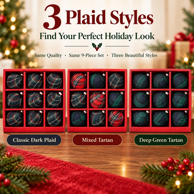 9Pcs 8cm Fabric Wrapped Plaid  - Gift Box Wrap Set recension och pris